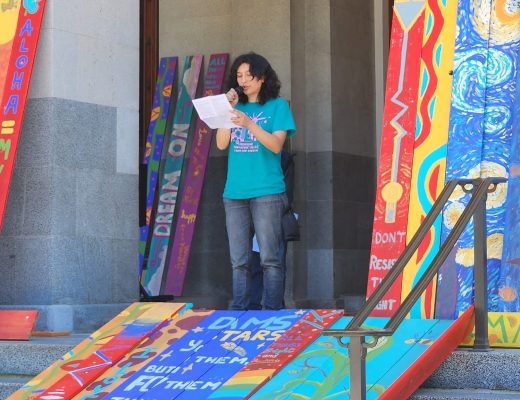 Inti Gonzalez Speaking at protest