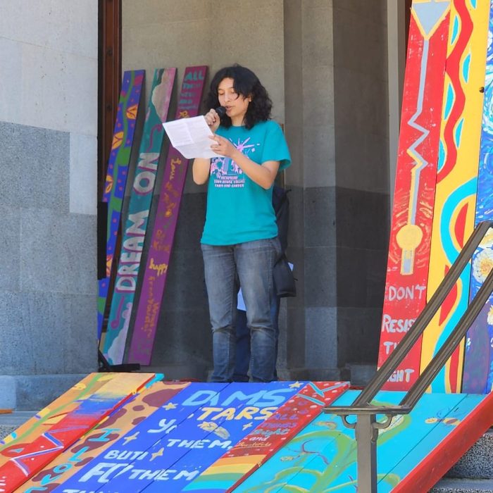 Inti Gonzalez Speaking at protest