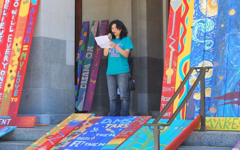 Inti Gonzalez Speaking at protest